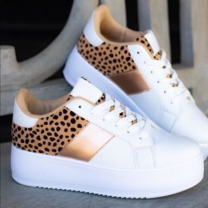 Brand New Cheetah and rose gold sneakers